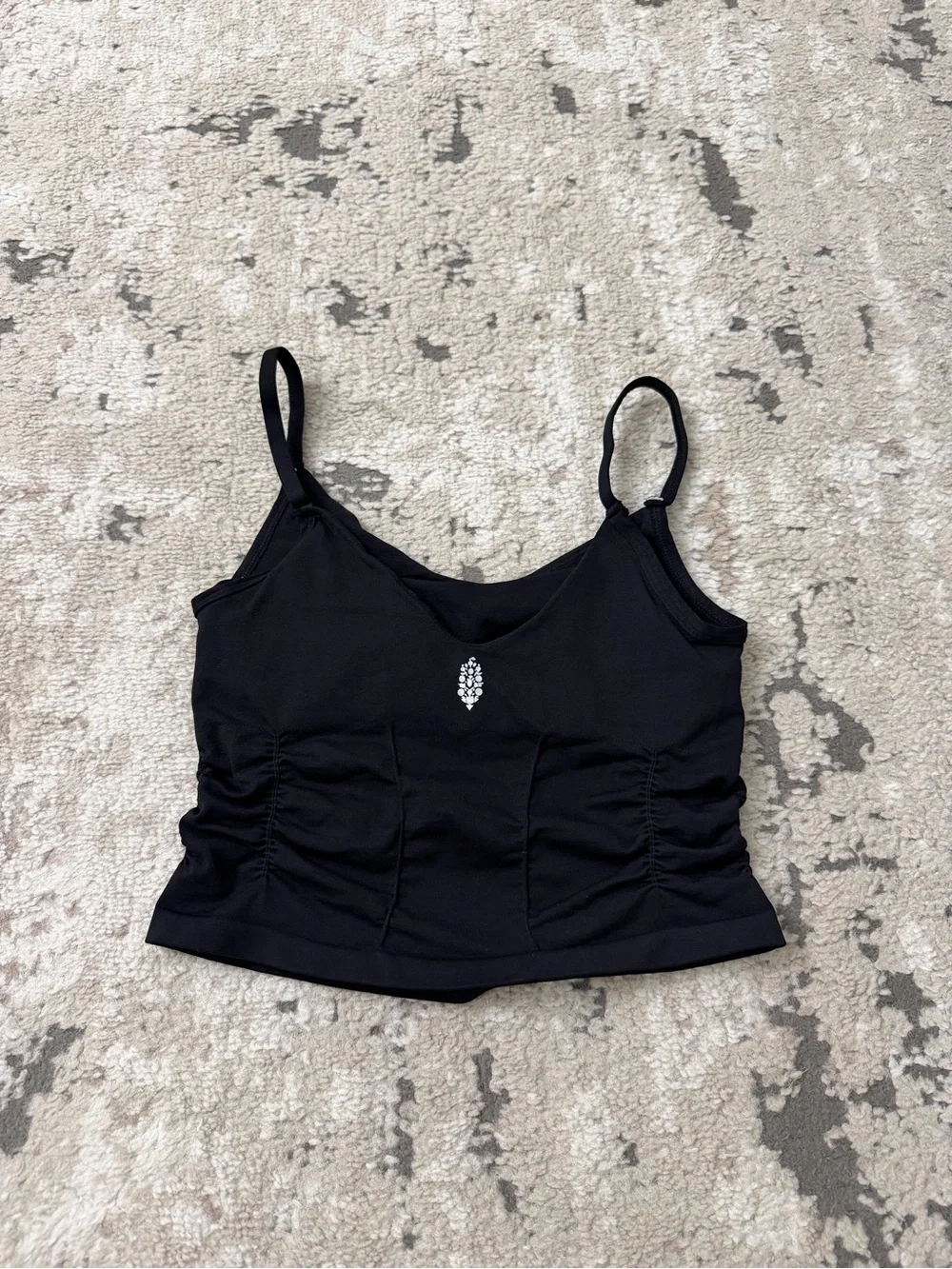 Free People Movement Good Karma Ruched Crop Tank Size XS/S in Black